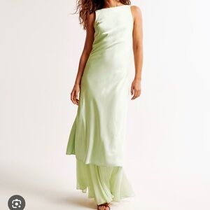 Abercrombie High-Neck Sheer Hem Slip Maxi
Dress